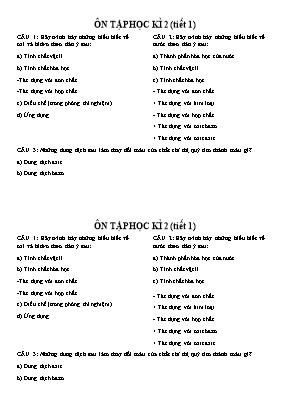 Đề cương ôn tập học kì 2 môn Hóa học Lớp 8